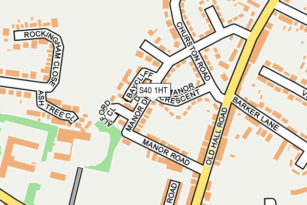 S40 1HT map - OS OpenMap – Local (Ordnance Survey)