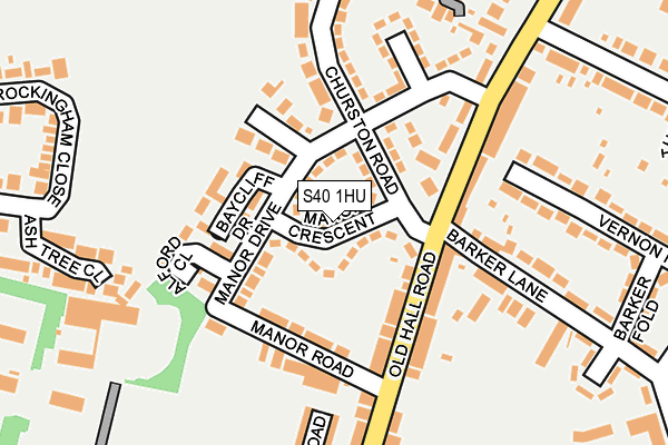 S40 1HU map - OS OpenMap – Local (Ordnance Survey)