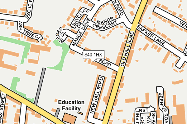 S40 1HX map - OS OpenMap – Local (Ordnance Survey)