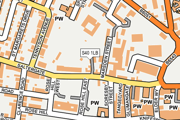 S40 1LB map - OS OpenMap – Local (Ordnance Survey)