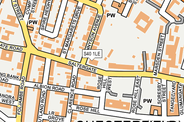 S40 1LE map - OS OpenMap – Local (Ordnance Survey)