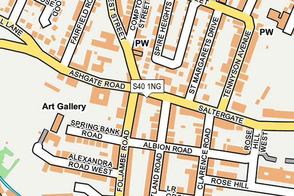 S40 1NG map - OS OpenMap – Local (Ordnance Survey)