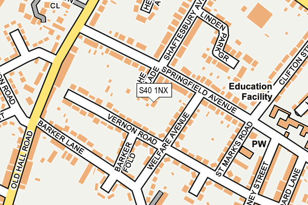 S40 1NX map - OS OpenMap – Local (Ordnance Survey)