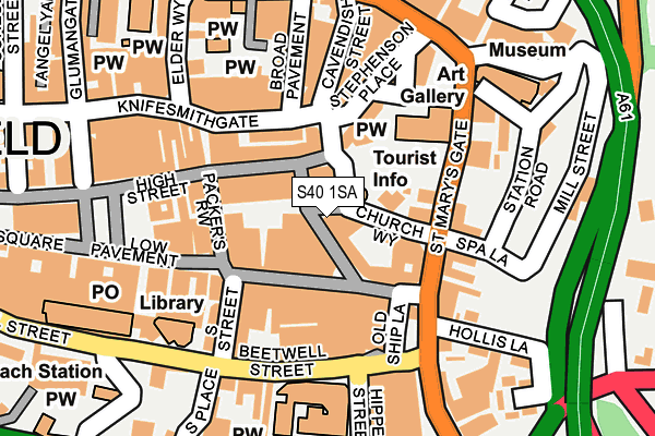 S40 1SA map - OS OpenMap – Local (Ordnance Survey)