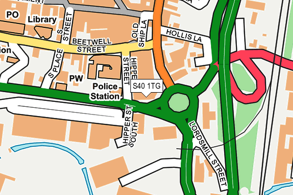S40 1TG map - OS OpenMap – Local (Ordnance Survey)