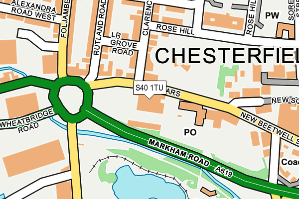 S40 1TU map - OS OpenMap – Local (Ordnance Survey)