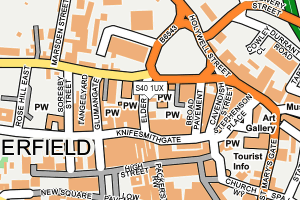 S40 1UX map - OS OpenMap – Local (Ordnance Survey)