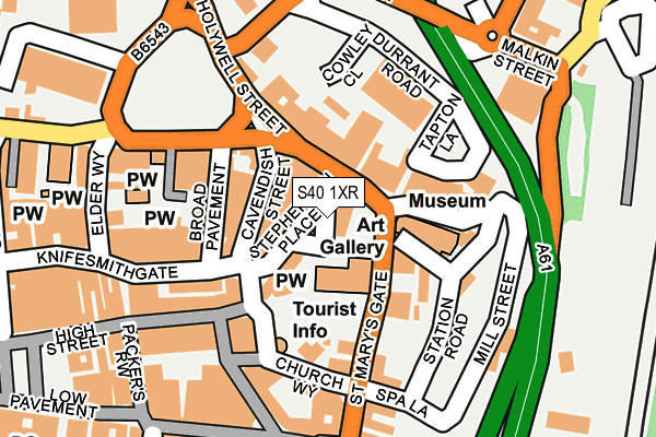 S40 1XR map - OS OpenMap – Local (Ordnance Survey)