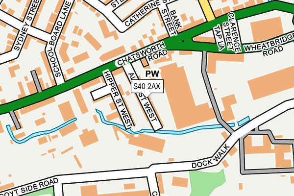 S40 2AX map - OS OpenMap – Local (Ordnance Survey)