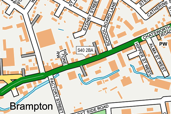 S40 2BA map - OS OpenMap – Local (Ordnance Survey)