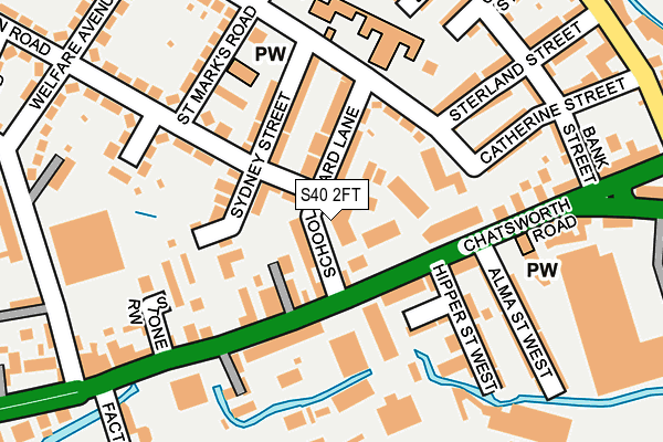 S40 2FT map - OS OpenMap – Local (Ordnance Survey)