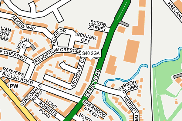 S40 2GA map - OS OpenMap – Local (Ordnance Survey)