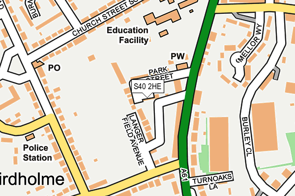 S40 2HE map - OS OpenMap – Local (Ordnance Survey)