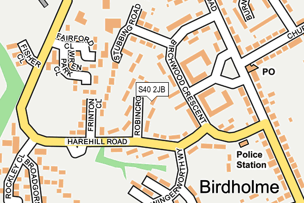 S40 2JB map - OS OpenMap – Local (Ordnance Survey)