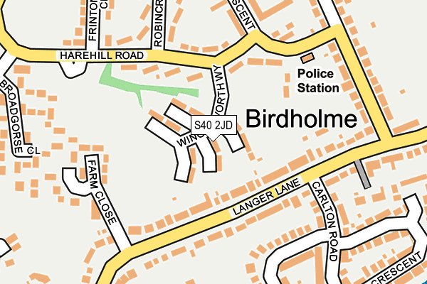 S40 2JD map - OS OpenMap – Local (Ordnance Survey)