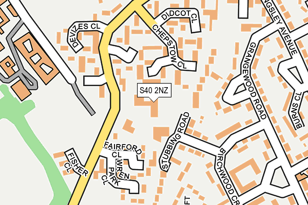 S40 2NZ map - OS OpenMap – Local (Ordnance Survey)