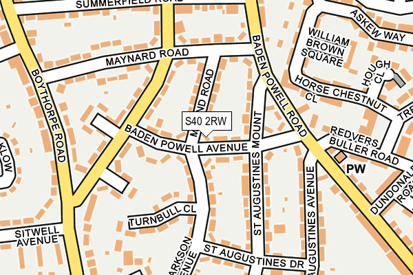 S40 2RW map - OS OpenMap – Local (Ordnance Survey)