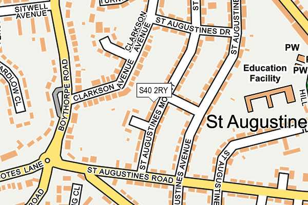 S40 2RY map - OS OpenMap – Local (Ordnance Survey)