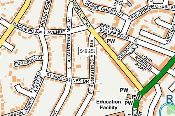 S40 2SJ map - OS OpenMap – Local (Ordnance Survey)