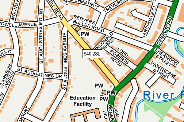 S40 2SL map - OS OpenMap – Local (Ordnance Survey)