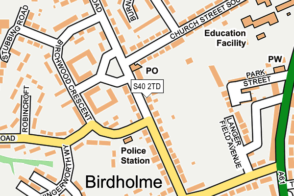 S40 2TD map - OS OpenMap – Local (Ordnance Survey)