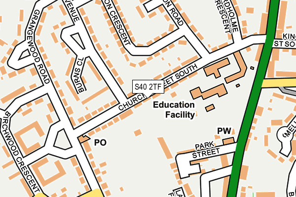 S40 2TF map - OS OpenMap – Local (Ordnance Survey)