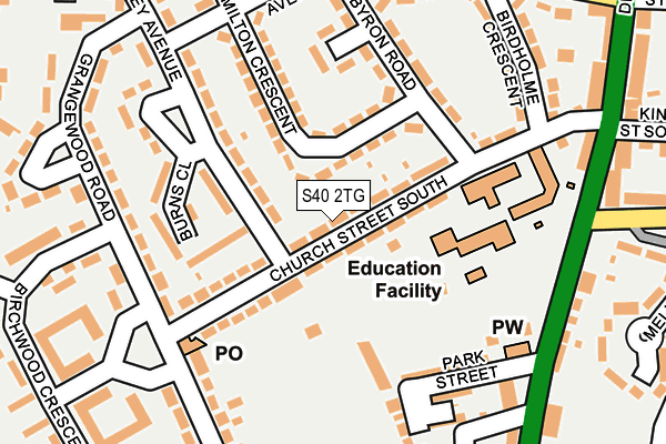 S40 2TG map - OS OpenMap – Local (Ordnance Survey)