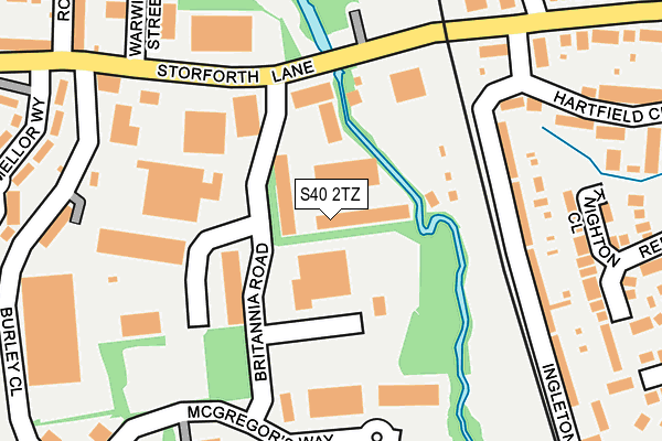 S40 2TZ map - OS OpenMap – Local (Ordnance Survey)