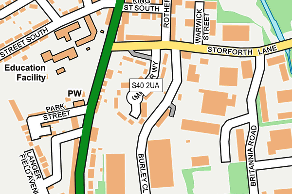 S40 2UA map - OS OpenMap – Local (Ordnance Survey)