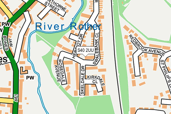 S40 2UU map - OS OpenMap – Local (Ordnance Survey)