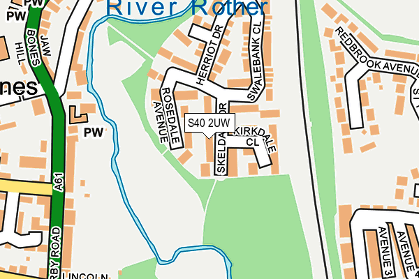 S40 2UW map - OS OpenMap – Local (Ordnance Survey)