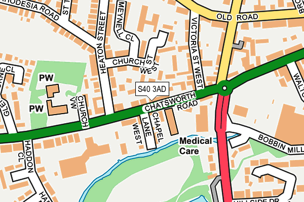 S40 3AD map - OS OpenMap – Local (Ordnance Survey)