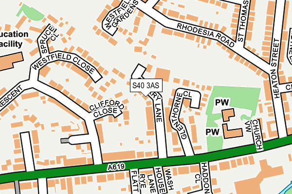 S40 3AS map - OS OpenMap – Local (Ordnance Survey)