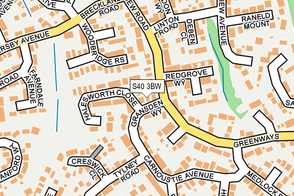 S40 3BW map - OS OpenMap – Local (Ordnance Survey)
