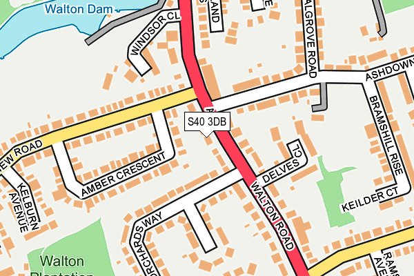S40 3DB map - OS OpenMap – Local (Ordnance Survey)