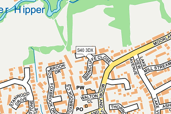 S40 3DX map - OS OpenMap – Local (Ordnance Survey)