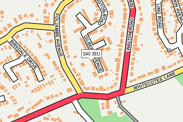 S40 3EU map - OS OpenMap – Local (Ordnance Survey)