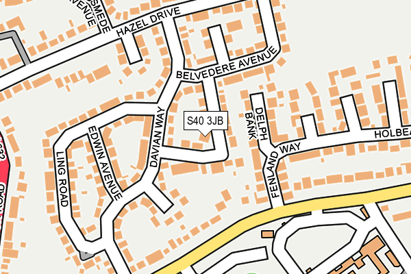 S40 3JB map - OS OpenMap – Local (Ordnance Survey)