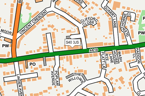 S40 3JS map - OS OpenMap – Local (Ordnance Survey)