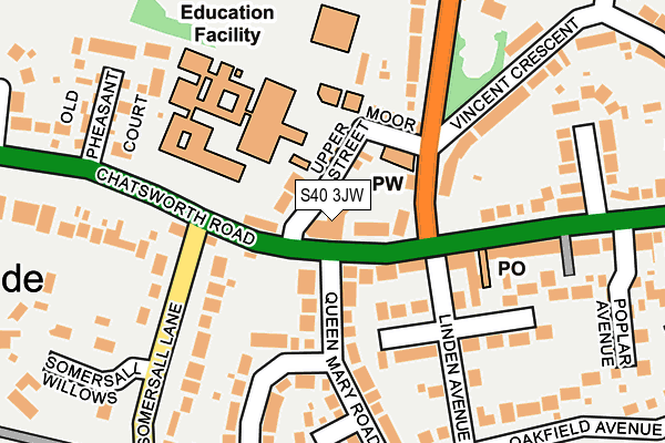 S40 3JW map - OS OpenMap – Local (Ordnance Survey)