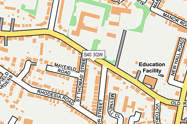 S40 3QW map - OS OpenMap – Local (Ordnance Survey)