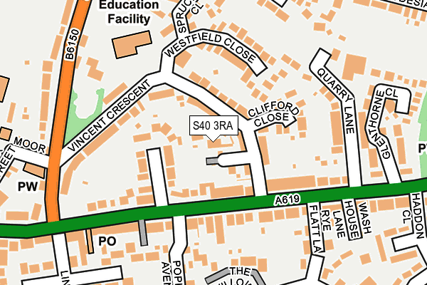 S40 3RA map - OS OpenMap – Local (Ordnance Survey)