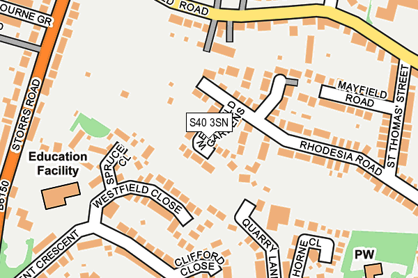 S40 3SN map - OS OpenMap – Local (Ordnance Survey)