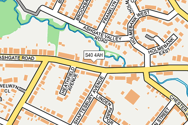 S40 4AH map - OS OpenMap – Local (Ordnance Survey)
