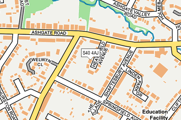 S40 4AJ map - OS OpenMap – Local (Ordnance Survey)