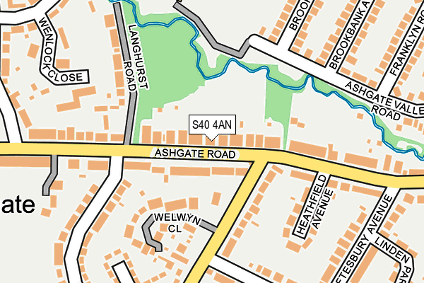S40 4AN map - OS OpenMap – Local (Ordnance Survey)