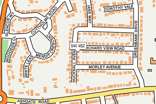 S40 4BZ map - OS OpenMap – Local (Ordnance Survey)