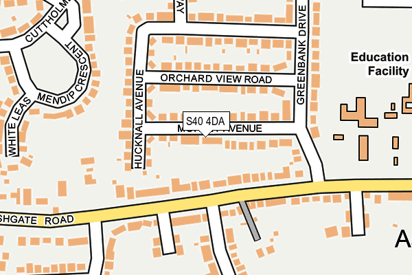 S40 4DA map - OS OpenMap – Local (Ordnance Survey)