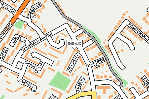 S40 4JX map - OS OpenMap – Local (Ordnance Survey)