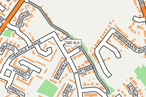 S40 4LA map - OS OpenMap – Local (Ordnance Survey)